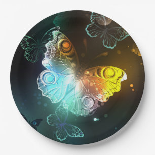 Luminous Butterfly and Night butterflies Paper Plate