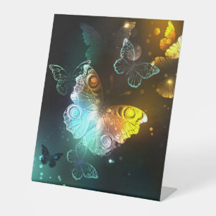 Luminous Butterfly and Night butterflies Pedestal Sign