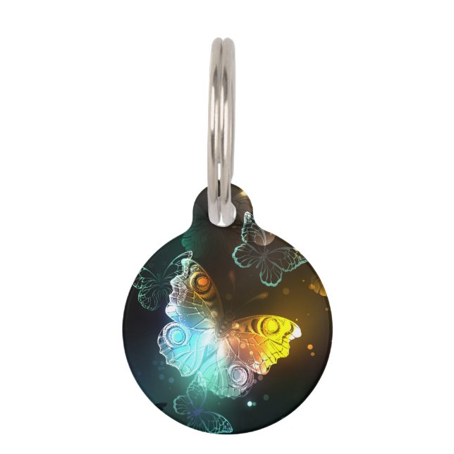 Luminous Butterfly and Night butterflies Pet Tag (Front)