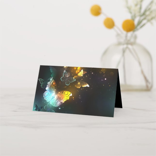 Luminous Butterfly and Night butterflies Place Card (Front)