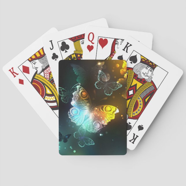 Luminous Butterfly and Night butterflies Playing Cards (Back)