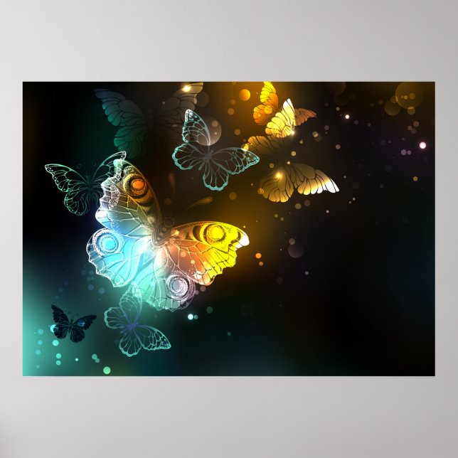 Luminous Butterfly and Night butterflies Poster (Front)