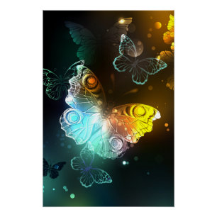 Luminous Butterfly and Night butterflies Poster