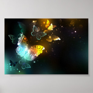 Luminous Butterfly and Night butterflies Poster