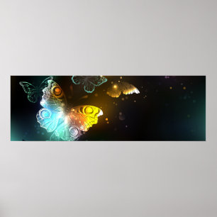 Luminous Butterfly and Night butterflies Poster