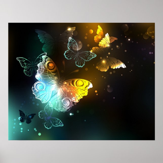 Luminous Butterfly and Night butterflies Poster (Front)