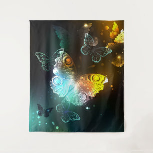 Luminous Butterfly and Night butterflies Tapestry