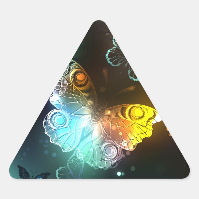 Luminous Butterfly and Night butterflies Triangle Sticker (Front)