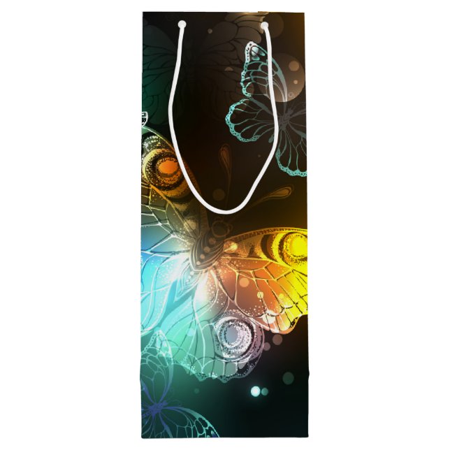 Luminous Butterfly and Night butterflies Wine Gift Bag (Back)