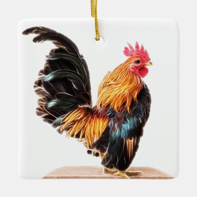 Luminous Chicken Art Ceramic Ornament (Front)