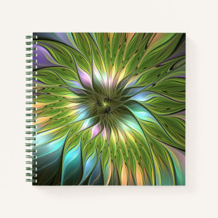 Luminous Colorful Fantasy Flower Fractal Art Notebook