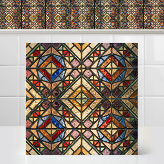 Luminous Colourful Diamond Cathedral Glass Art Ceramic Tile