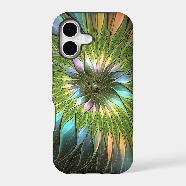 Luminous Colourful Fantasy Flower Fractal Art (Back)