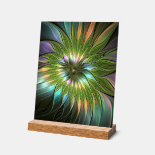 Luminous Colourful Fantasy Flower Fractal Art Acrylic Sign