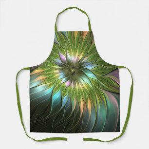 Luminous Colourful Fantasy Flower Fractal Art Apron