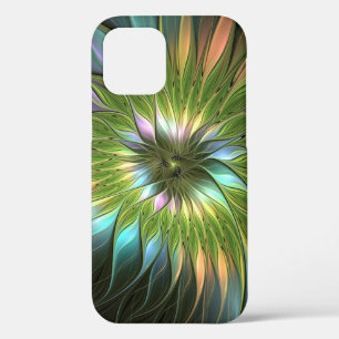 Luminous Colourful Fantasy Flower Fractal Art iPhone 12 Case