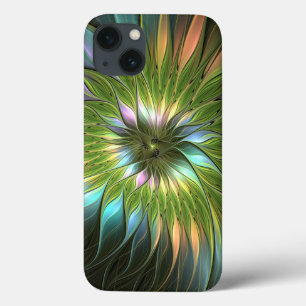 Luminous Colourful Fantasy Flower Fractal Art iPhone 13 Case