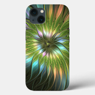Luminous Colourful Fantasy Flower Fractal Art iPhone 13 Case