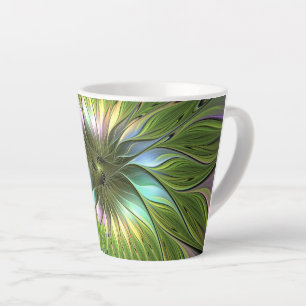 Luminous Colourful Fantasy Flower Fractal Art Latte Mug