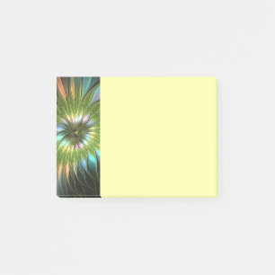 Luminous Colourful Fantasy Flower Fractal Art Post-it Notes