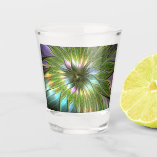 Luminous Colourful Fantasy Flower Fractal Art Shot Glass