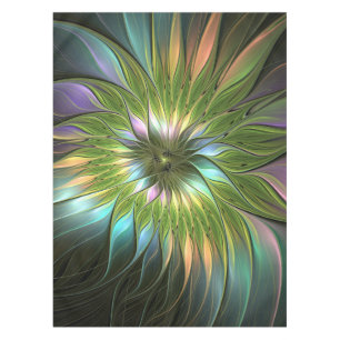 Luminous Colourful Fantasy Flower Fractal Art Tablecloth