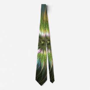 Luminous Colourful Fantasy Flower Fractal Art Tie