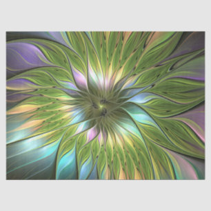 Luminous Colourful Fantasy Flower Fractal Art Tissue Paper