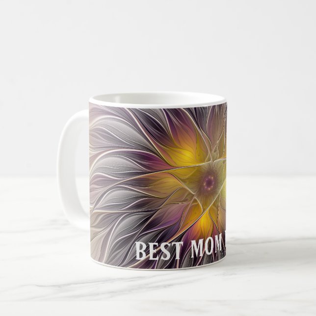 Luminous Colourful Flower Abstract Fractal Best Mu Coffee Mug (Front Left)