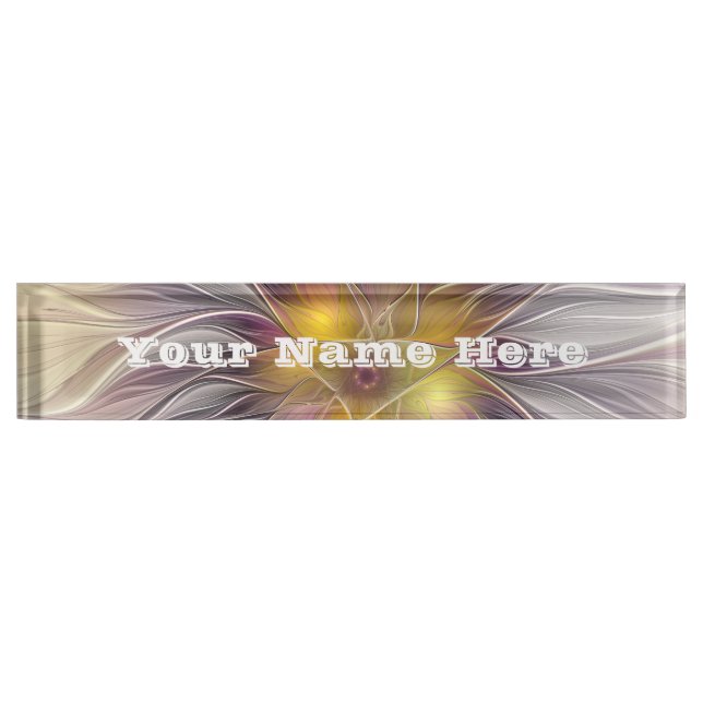 Luminous Colourful Flower Abstract Fractal Title Nameplate (Front)