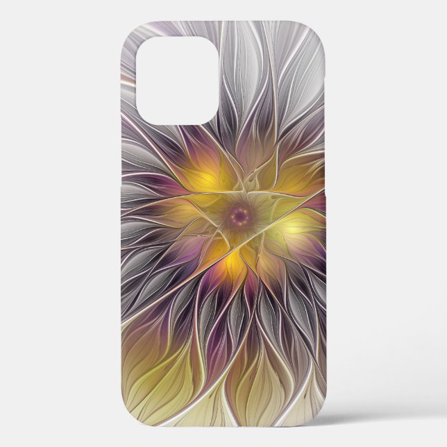 Luminous Colourful Flower, Abstract Modern Fractal Case-Mate iPhone Case (Back)