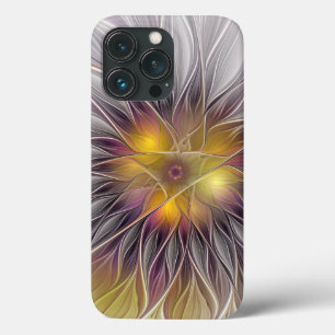 Luminous Colourful Flower, Abstract Modern Fractal iPhone 13 Pro Case