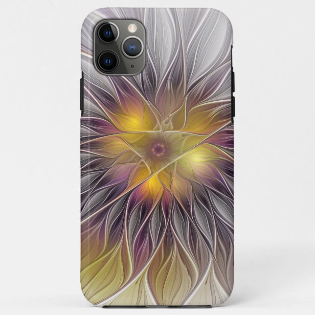 Luminous Colourful Flower, Abstract Modern Fractal Case-Mate iPhone Case (Back)
