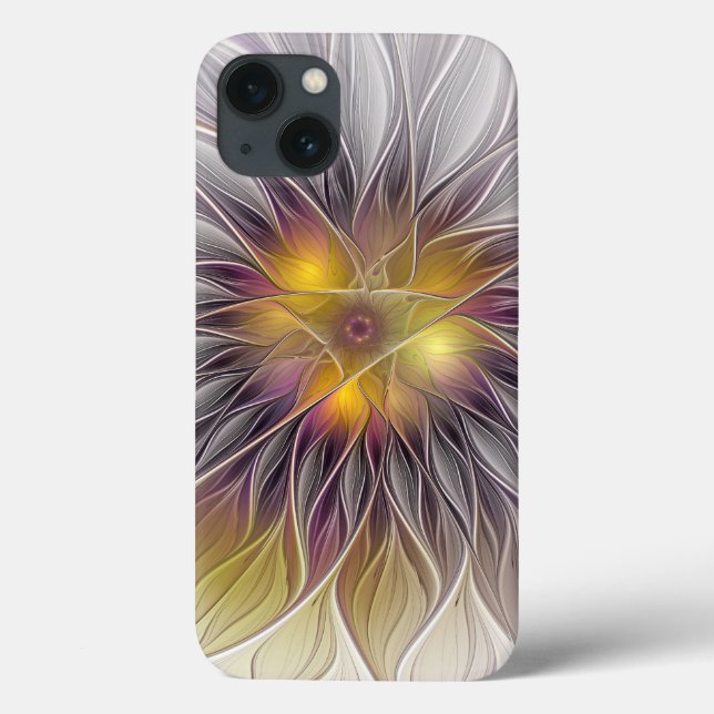 Luminous Colourful Flower, Abstract Modern Fractal Case-Mate iPhone Case (Back)