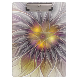 Luminous Colourful Flower, Abstract Modern Fractal Clipboard