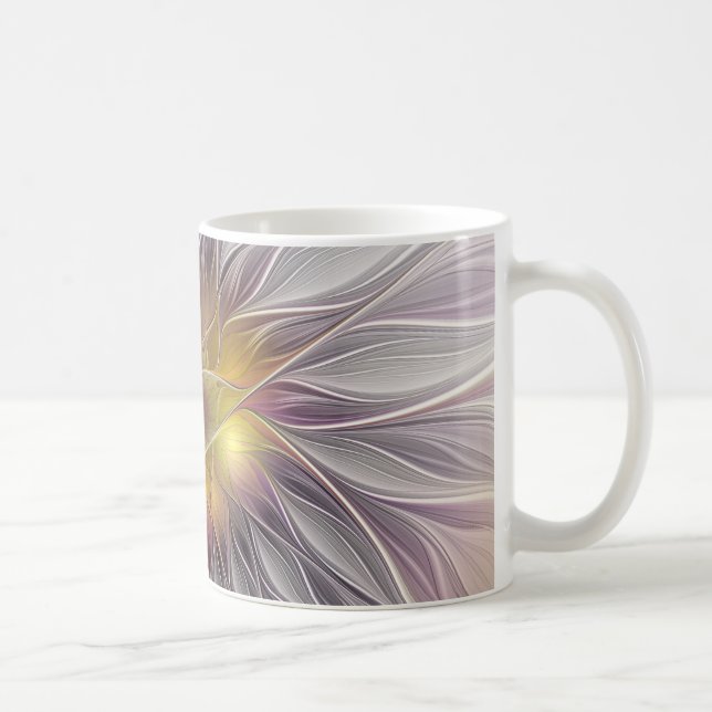 Luminous Colourful Flower, Abstract Modern Fractal Coffee Mug (Right)