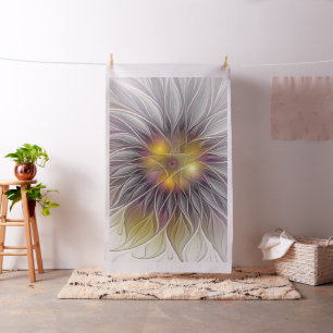 Luminous Colourful Flower, Abstract Modern Fractal Fabric