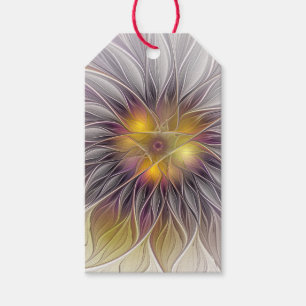 Luminous Colourful Flower, Abstract Modern Fractal Gift Tags