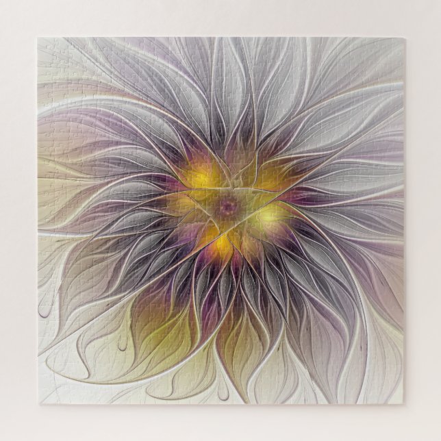 Luminous Colourful Flower, Abstract Modern Fractal Jigsaw Puzzle (Vertical)