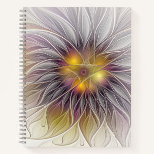 Luminous Colourful Flower, Abstract Modern Fractal Notebook