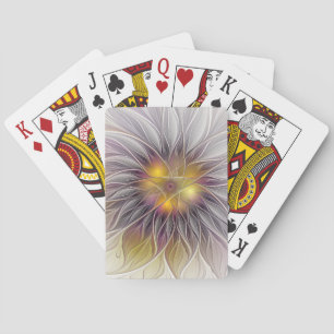 Luminous Colourful Flower, Abstract Modern Fractal Playing Cards