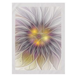 Luminous Colourful Flower, Abstract Modern Fractal Tablecloth