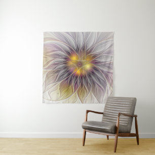 Luminous Colourful Flower, Abstract Modern Fractal Tapestry