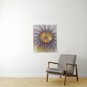Luminous Colourful Flower, Abstract Modern Fractal Tapestry