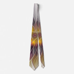 Luminous Colourful Flower, Abstract Modern Fractal Tie