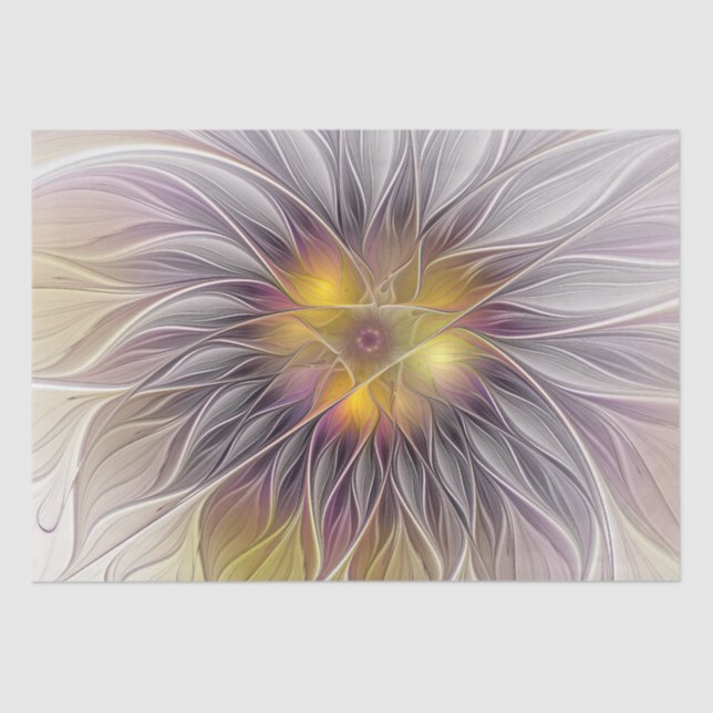 Luminous Colourful Flower, Abstract Modern Fractal Tissue Paper (Front)
