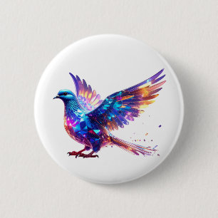 Luminous Crystal Dove Art Print 6 Cm Round Badge