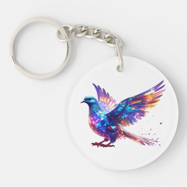 Luminous Crystal Dove Art Print Key Ring (Front)
