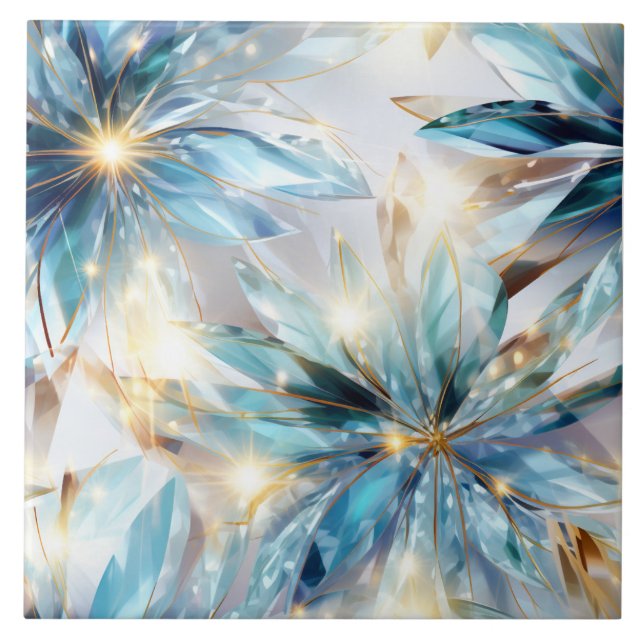 Luminous Crystal Flowers Ceramic Tile (Front)