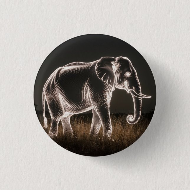 Luminous Elephant Silhouette 3 Cm Round Badge (Front)